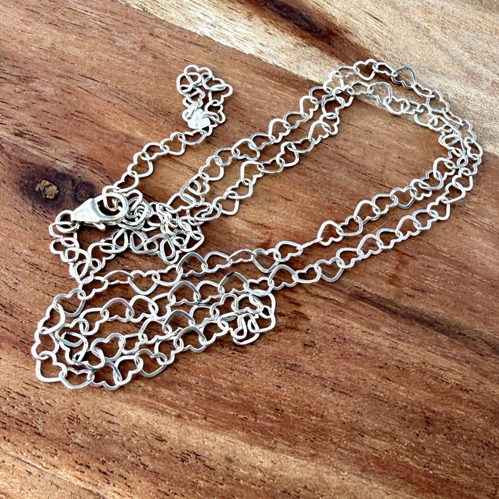 Sterling Silver Heart Chain Adjustable Necklace, Layering Necklace